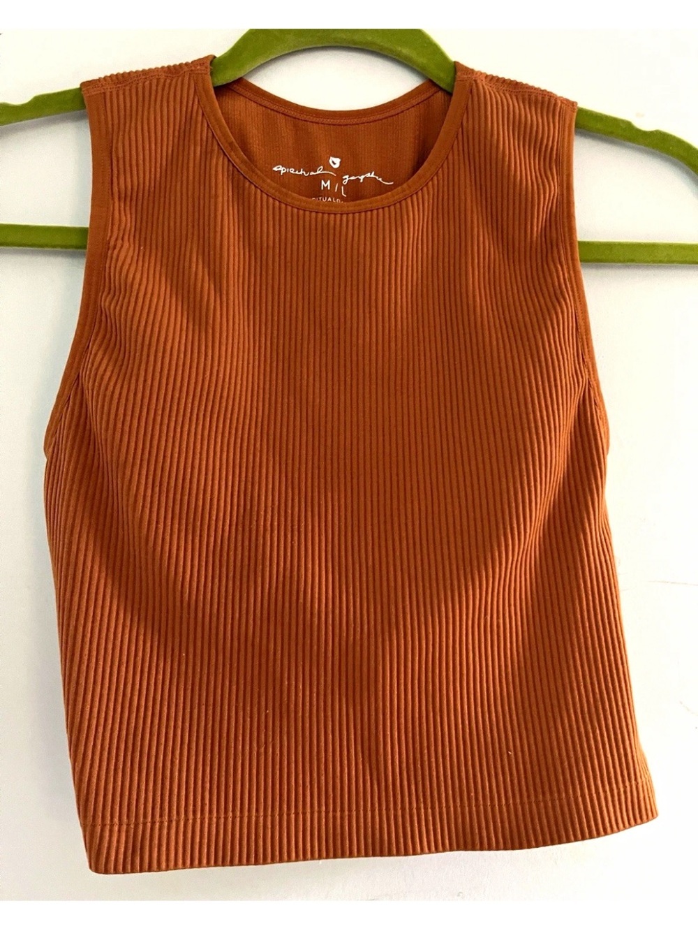 Spiritual Gangster Ribbed Tank Top in Rust Orange